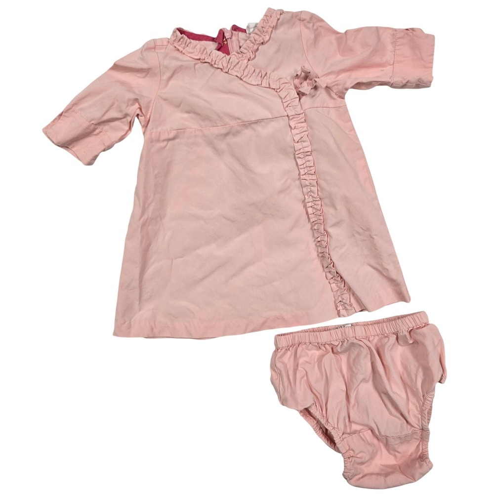 Baby Gap Girl Pink Kimono Ruffle Wrap Dress Bloomers Set 3-6 Cotton VTG Y2K